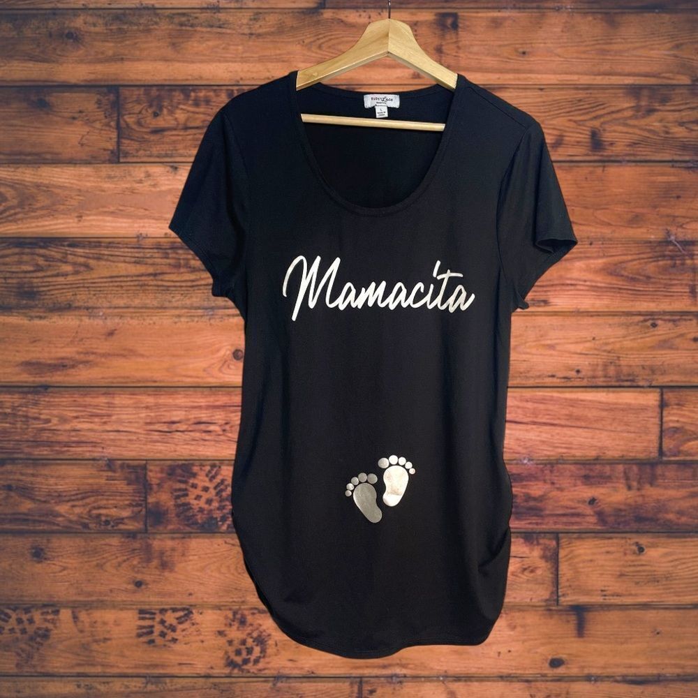 5 for $25🔥Ruby & Lace "Mamacita" Maternity Black‎ Short Sleeve T-Shirt Large